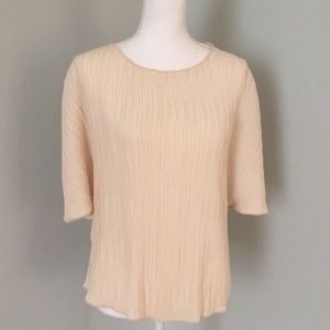 ZARA BASIC cream oversized crinkle top